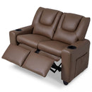 Two-Seater Kids Push-Back Recliner with Cup Holders – Brown product view 4