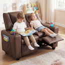 Two-Seater Kids Push-Back Recliner with Cup Holders – Brown product view 6