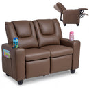 Two-Seater Kids Push-Back Recliner with Cup Holders – Brown product view 7