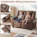 Two-Seater Kids Push-Back Recliner with Cup Holders – Brown product view 8