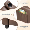 Two-Seater Kids Push-Back Recliner with Cup Holders – Brown product view 9