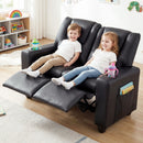Two-Seater Kids Push-Back Recliner with Cup Holders – Black product view 2
