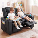 Two-Seater Kids Push-Back Recliner with Cup Holders – Black product view 6