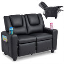 Two-Seater Kids Push-Back Recliner with Cup Holders – Black product view 7