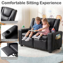 Two-Seater Kids Push-Back Recliner with Cup Holders – Black product view 8
