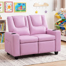 Two-Seater Kids Push-Back Recliner with Cup Holders – Pink product view 1