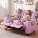 Two-Seater Kids Push-Back Recliner with Cup Holders – Pink product view 2