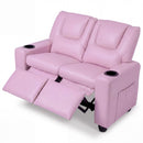Two-Seater Kids Push-Back Recliner with Cup Holders – Pink product view 4