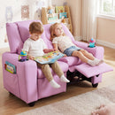 Two-Seater Kids Push-Back Recliner with Cup Holders – Pink product view 6