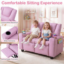 Two-Seater Kids Push-Back Recliner with Cup Holders – Pink product view 8