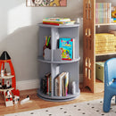 Two-Tier Rotating Kids Bookcase with Bear Bookends – Grey product view 1