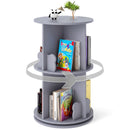 Two-Tier Rotating Kids Bookcase with Bear Bookends – Grey product view 2