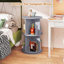 Two-Tier Rotating Kids Bookcase with Bear Bookends – Grey product view 6