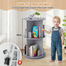Two-Tier Rotating Kids Bookcase with Bear Bookends – Grey product view 7