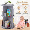 Two-Tier Rotating Kids Bookcase with Bear Bookends – Grey product view 8
