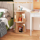 Two-Tier Rotating Kids Bookcase with Bear Bookends – Natural product view 2