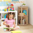Two-Tier Rotating Kids Bookcase with Bear Bookends – Natural product view 6