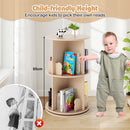 Two-Tier Rotating Kids Bookcase with Bear Bookends – Natural product view 7