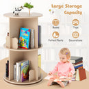 Two-Tier Rotating Kids Bookcase with Bear Bookends – Natural product view 8