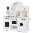 Wooden Play Kitchen with Washing Machine and Toy Clock, product view 2