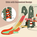 Orange and cream slide with raised sides, step spacing and run-out section