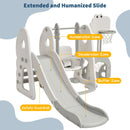 White and grey slide with raised sides and lower run-out section