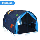 Blue tunnel bed and play tent - dimensions