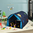 Blue tunnel bed and play tent - floor play setup