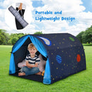 Blue tunnel bed and play tent - outdoor play and carry bag