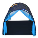 Blue tunnel bed and play tent - open end view