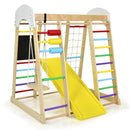 Multicolour wooden gym with drawing board and abacus