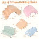 Multicolour five-piece foam play set: individual foam-piece dimensions