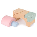 Multicolour five-piece foam play set: zippered covers and separate nesting pieces