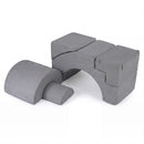 Grey five-piece foam play set: zippered covers and separate nesting pieces