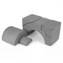 Grey five-piece foam play set: compact foam-piece arrangement