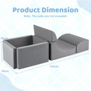 Grey foam climbing set and ball pit with 152 × 50 × 30 cm overall dimensions