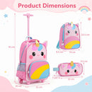 Unicorn Rolling Backpack, Lunch Bag and Pencil Case Set – set dimensions with handle extended