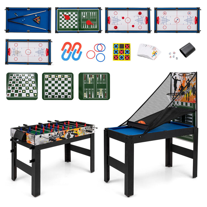 14-in-1 Family Games Table with Basketball and Foosball - complete set and configurations