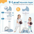 Nine hoop-height settings between 76 and 114 cm and supplier age 3+ label