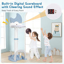 Digital score display and sound selector on the moon-shaped backboard