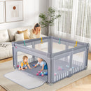 Dark Grey 150 cm folding mesh playpen, family playtime scene