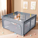 Dark Grey 150 cm folding mesh playpen, mesh-sided play area and front opening