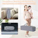 Dark Grey 150 cm folding mesh playpen, folded frame and carry-bag storage