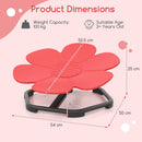 Red petal swivel chair with dimensions and age and load guide