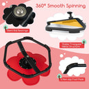 Red petal swivel chair bearing, triangular base supports and six foot pads