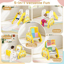 Five activity configurations of the yellow convertible playset