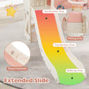 Pink kids slide activity playset slide and raised side details