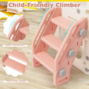Pink kids slide activity playset steps and handrails