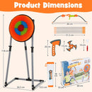 Throwing target and archery set dimensions, including 118 cm target height