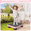 Pink bouncing board shown during child play